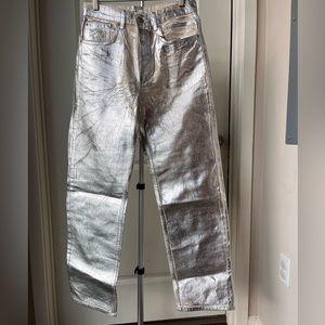 NWT zara silver metallic jeans
